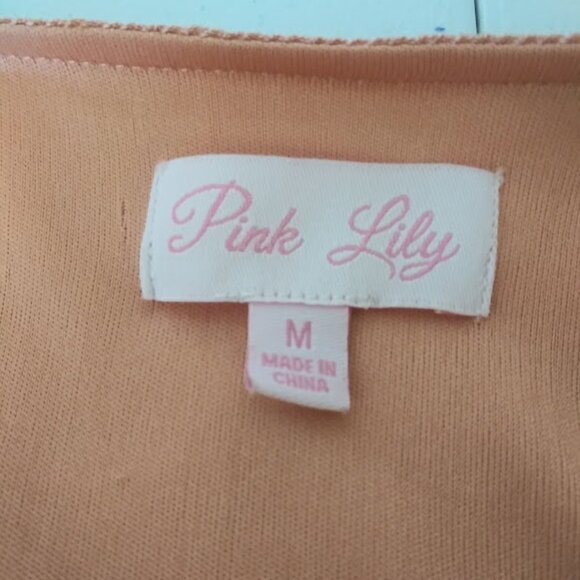 Pink Lily women's M ruffle accent dusty coral colored dress - Picture 12 of 14